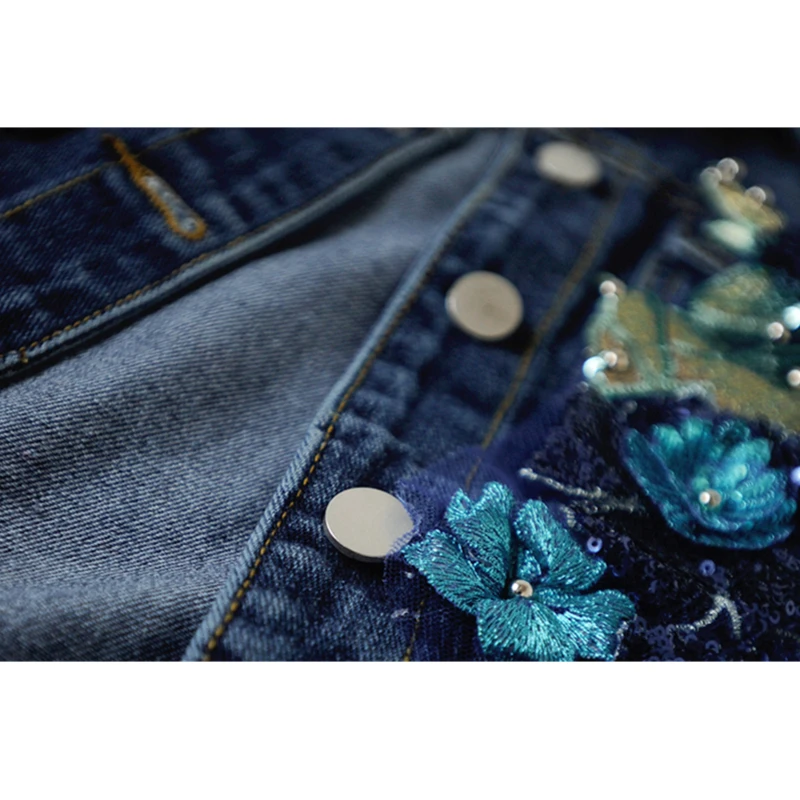 Куртка женская джинсовая в стиле Харадзюку базовое весеннее пальто с 3D цветочной