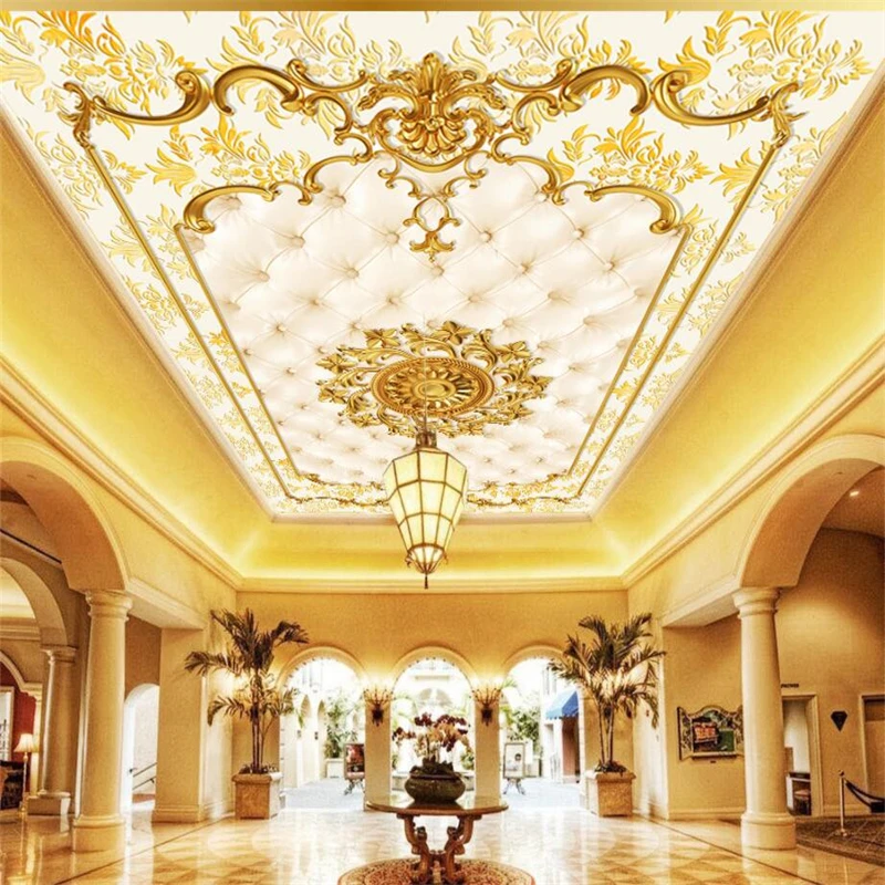 3d обои на заказ роскошный золотой фон в европейском стиле с мягкой сумкой для