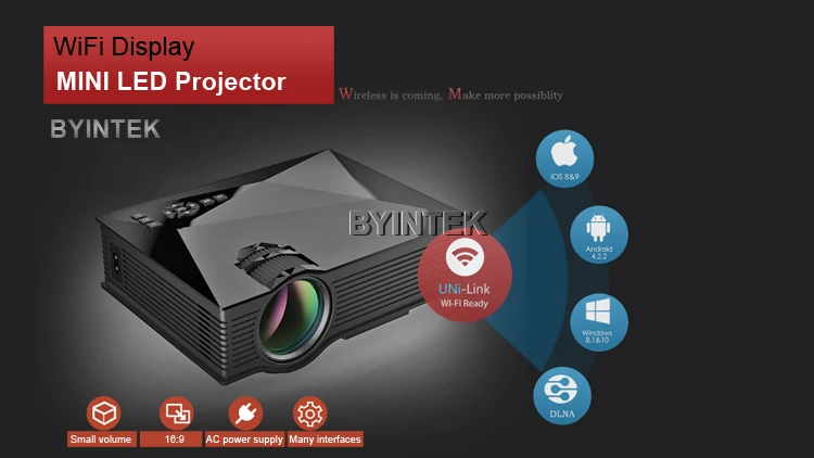 Дома Театр Смарт miracast airplay WI-FI HDMI USB ЖК-дисплей видео Портативный мини 1080 P HD 3D
