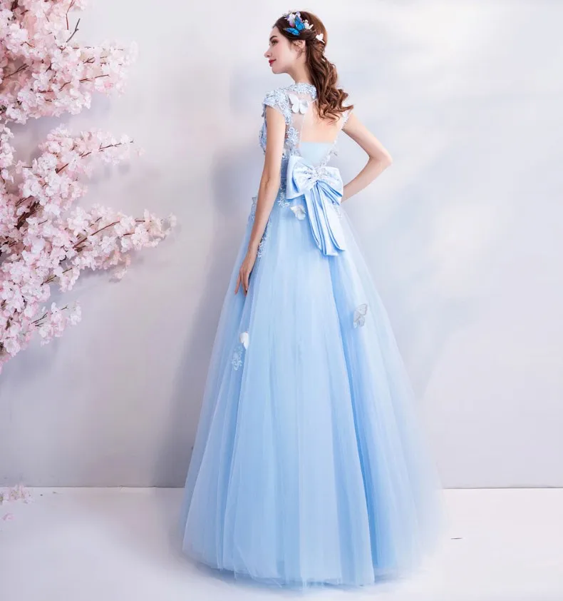 Выпускные платья Вечерние Vestido Formatura светло голубое кружевное платье с