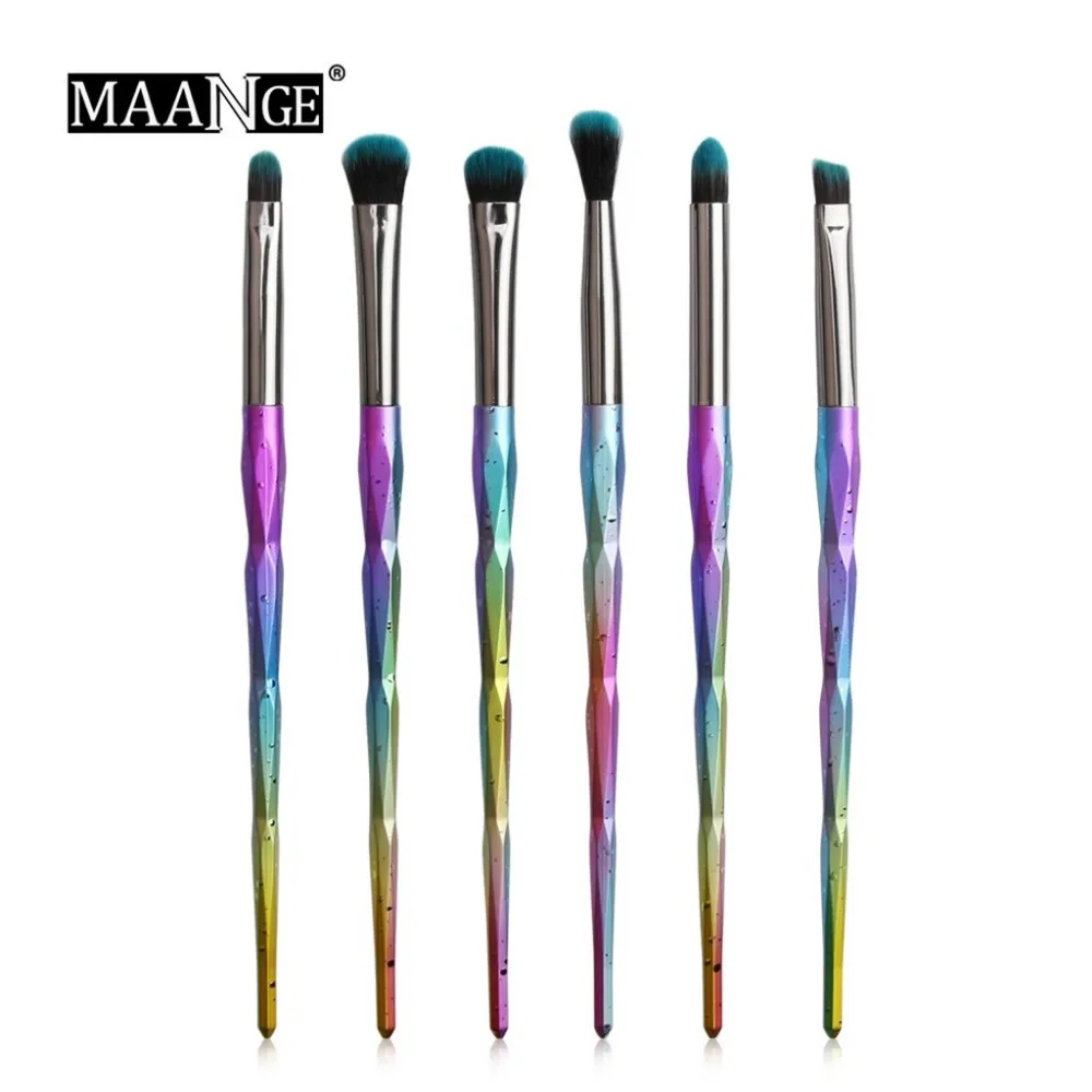 New Arrival 6pcs Rainbow Multicolor Cosmetic Acrylic Diamond Powder Glitter Handle Makeup Brush set Crystal Brushes G321 | Красота и
