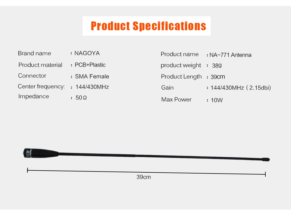 NAGOYA NA-771 SMA-F SMA типа «мама» двухстороннее радио двухдиапазонный VHF/UHF 144/430 МГц антенна для Baofeng UV-5R UV-B5 UV-B6 BF-888S