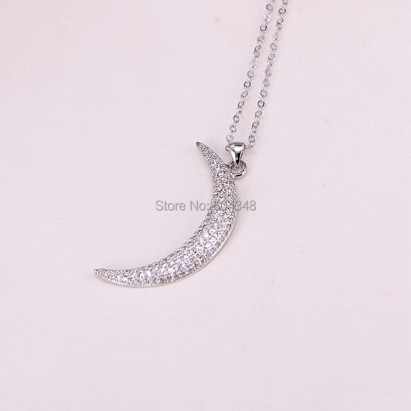 

10 Strands Zyunz Mix Color CZ Micro Pave Crescent Moon Pendant Necklace Jewelry