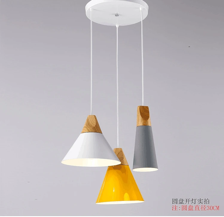 Скандинавский стиль деревянная алюминиевая подвесная люстра для ресторана