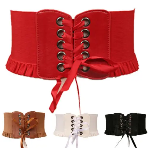 Fashion Women Lady Stretch Buckle Waist Belt Wide Elastic Corset Waistband Around Cinch PU Leather Tie Bowknot | Аксессуары для