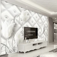 custom 3d photo wallpaper modern european style white calla lily flower stereo soft bag tv background wall paper mural de parede