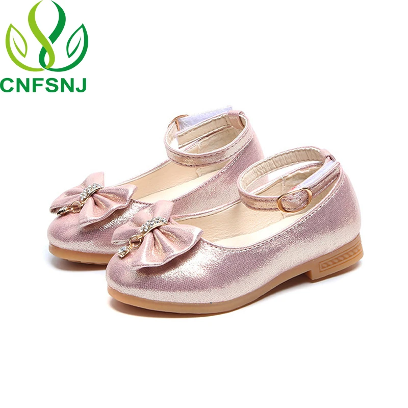 Детские кроссовки CNFSNJ кожаные с алмазным бантом на весну-лето | Детская одежда и