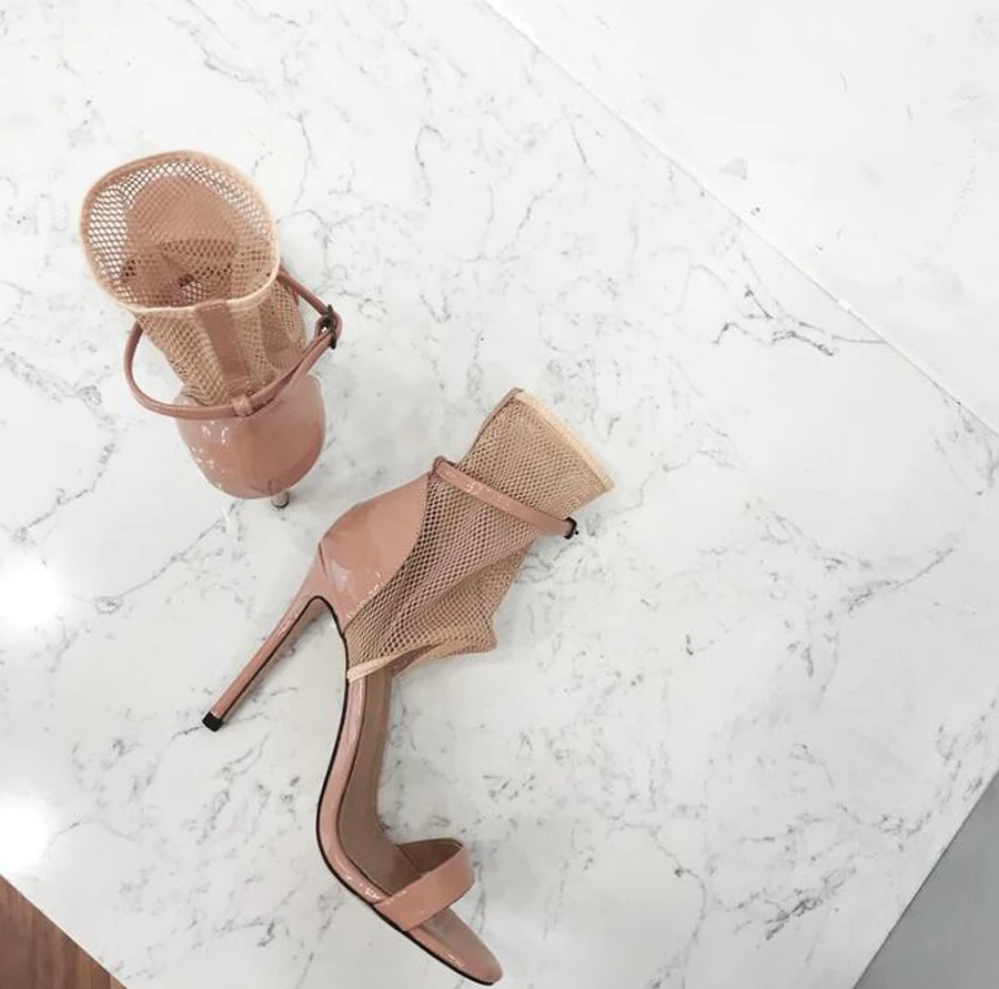 Stylesowner Новые Сексуальные женские черные сетка микс из лакированной кожи Высокий