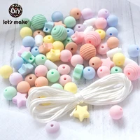 lets make 20pc 50pc 100pc screw thread carved shaped silicone teether beads set star tiny rod diy bead combination baby teether