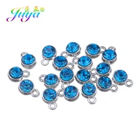 juya 30pcslot wholesale 12 colors cz rhinestone birthstone charms pendant for handamde pendant birthday jewelry making supplies