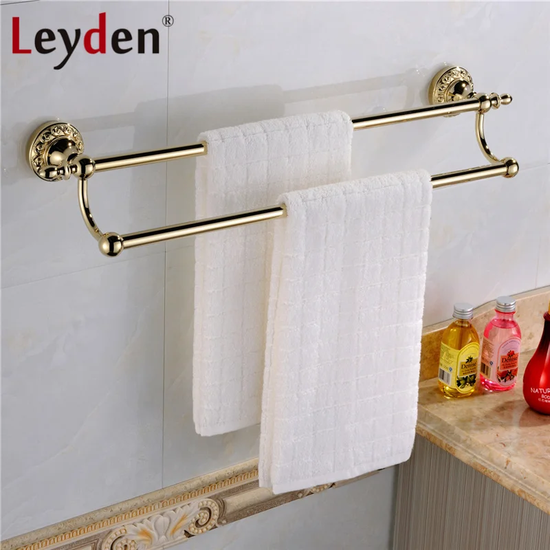 Высококачественный роскошный двойной держатель для полотенец Leyden из твердой