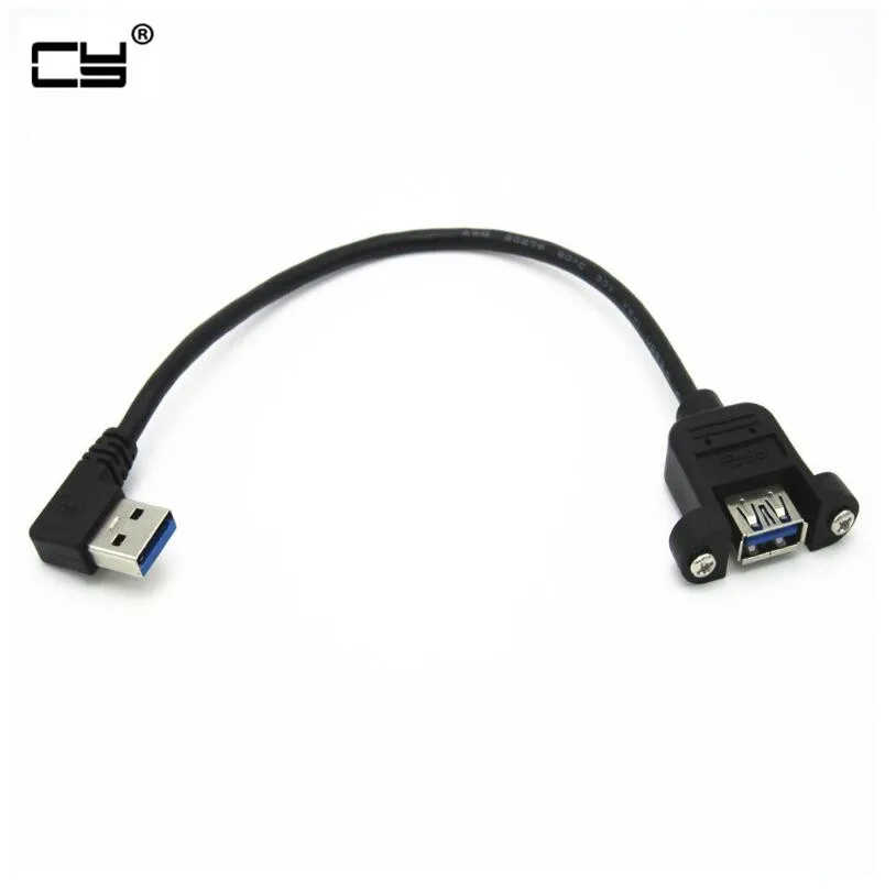 

Удлинительный Кабель USB 3,0 (штекер-гнездо), 90 градусов, левый и правый угол, с отверстием для винта, блокировка кабеля для крепления на панели, ...