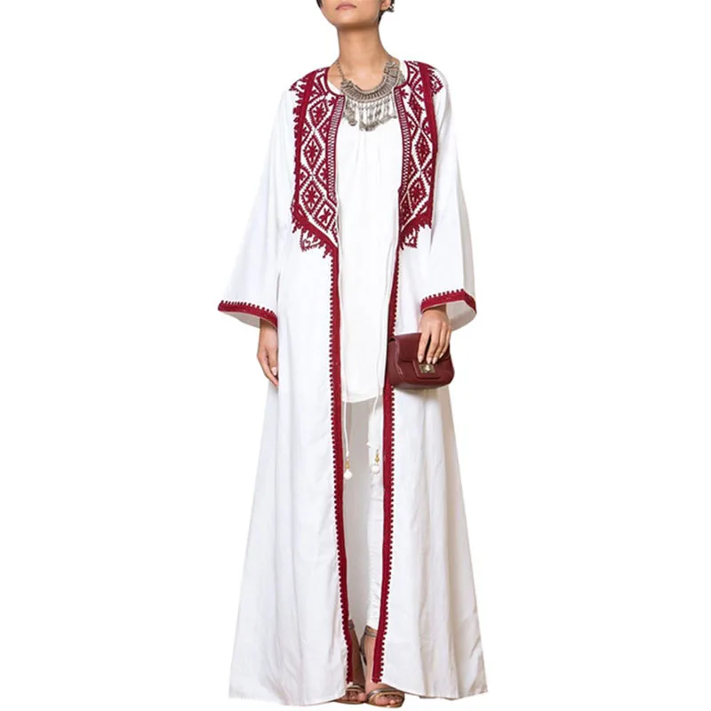 Дубай открытый белый абайя для женщин мусульманское длинное платье из шифона