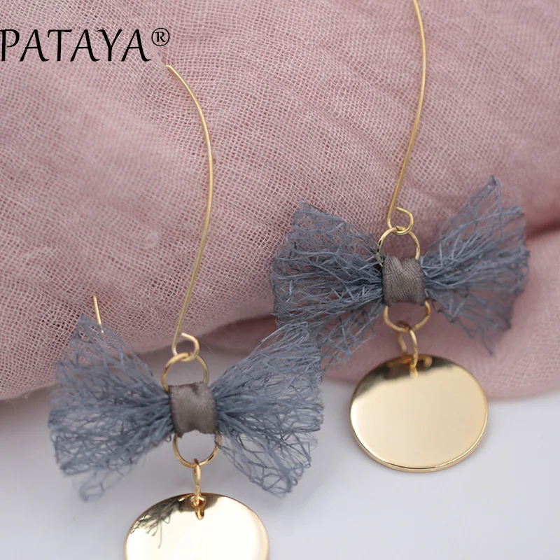 PATAYA Новые поступления серых золотых сережек с круглыми пайетками 585|dangle long