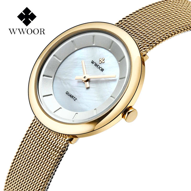 Wwoor Новый Для женщин Часы кварц часы платье женские Relojes Mujer классический ретро