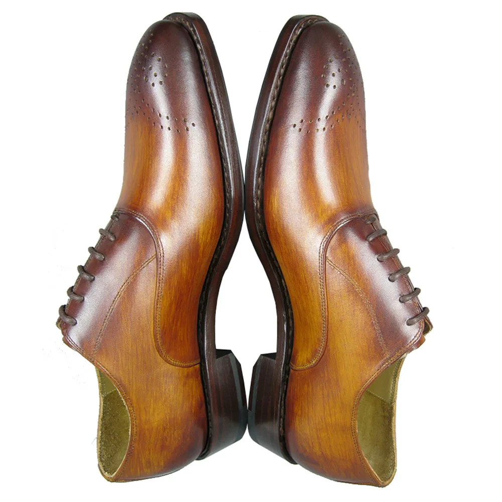 Мужские туфли оксфорды Sipriks из натуральной кожи желтого и коричневого цвета