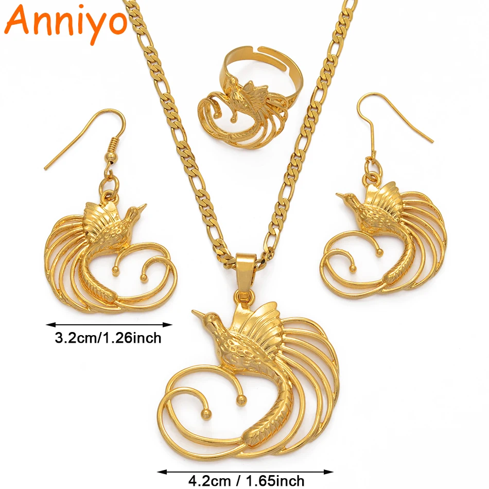 Ожерелья серьги и кольцо Anniyo PNG с птицей невесты для женщин ювелирные наборы