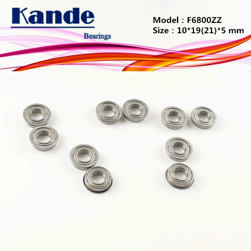 Подшипник Kande F6800 ZZ 10 шт. Φ F6800ZZ металлический фланцевый шарикоподшипник 10x19(21)x 5 мм