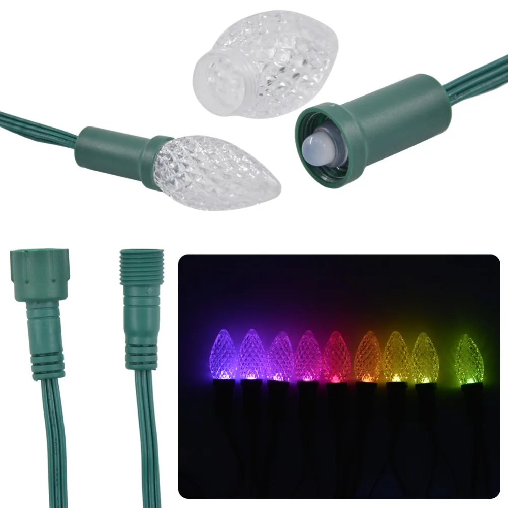 200 шт. 50 узлов/нитка C7/C9 S20 DC12V WS2811 адресуемые RGB светодиодные рождественские