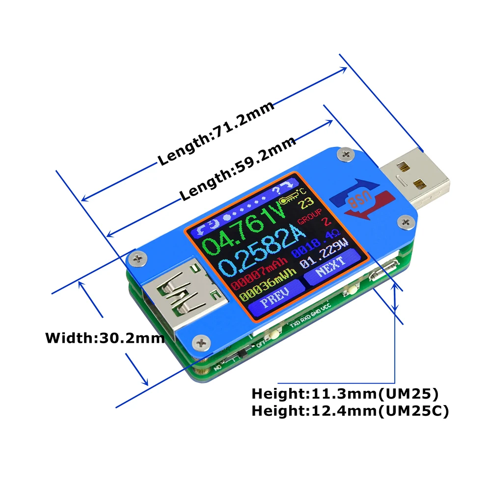USB 2 0 Тип-C ЖК-дисплей usb-тестер Напряжение измеритель тока для батареи зарядка с