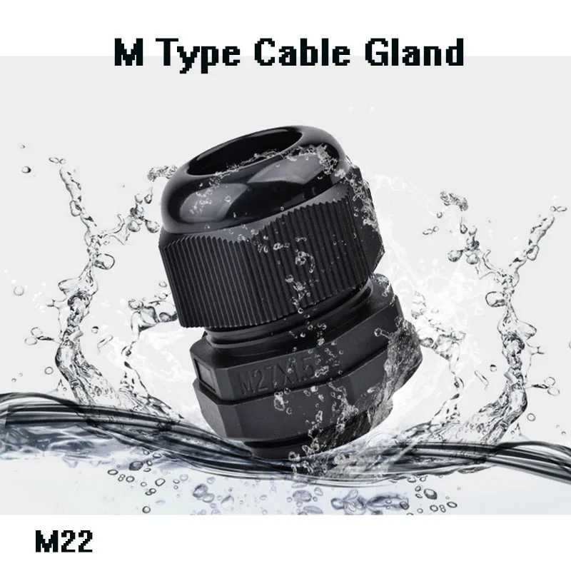 

10pcs M Type waterproof Nylon Cable Gland IP68 M22 High Quality 10-13mm No Waterproof Gasket PA66 cable conduit free shipping