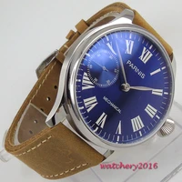 luxury brand 44mm parnis blue dial roman numerals luminous romantic sweet gifts valentines 6497 hand winding mens watch