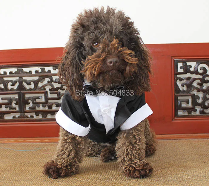 

Dog Suit Tudexo Pets Wedding Party Formal Clothes with Bowtie XS-XL white Black Gray