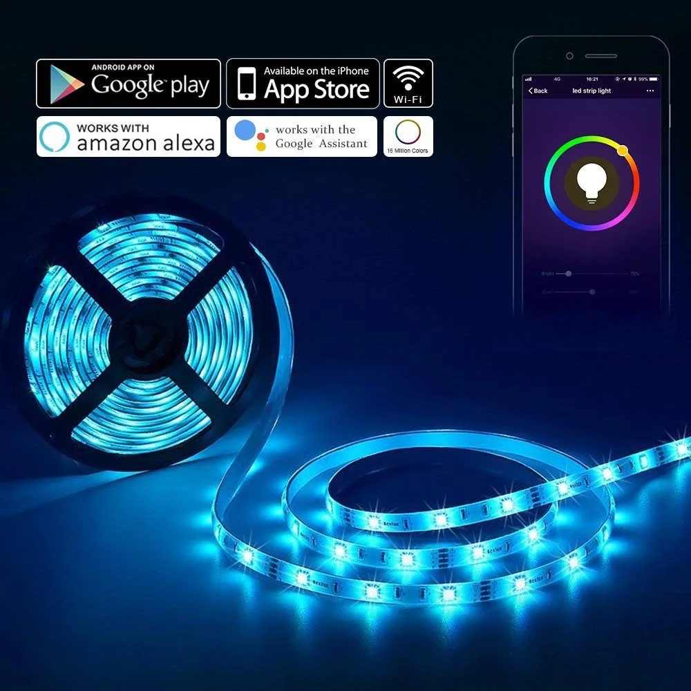 5050 RGB светодиодный беспроводной WiFi светодиодный светильник 5 м 10 м 15 м комплект 12 В 150 светодиодный водонепроницаемый гибкий веревочный светильник+ WiFi контроллер+ блок питания
