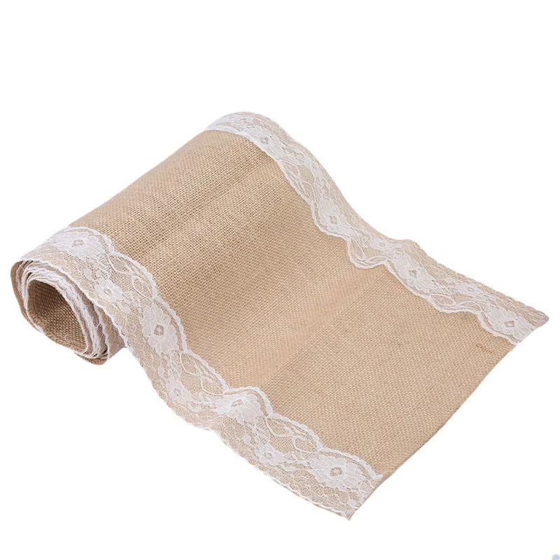 Винтажная Мешковина кружево джутовый стол бегун оригинальный экологический