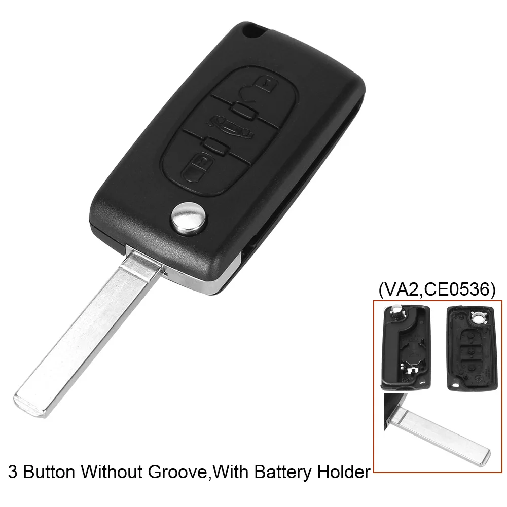 Dandkey 3 Кнопка флип чехол для ключей Shell Peugeot 307 308 407 607 с лезвием groove|buttons buttons|buttons 3button