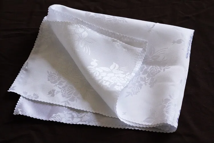 10 шт./лот Полиэстеровые белые жаккардовые складные Цветочные ротовые салфетки из