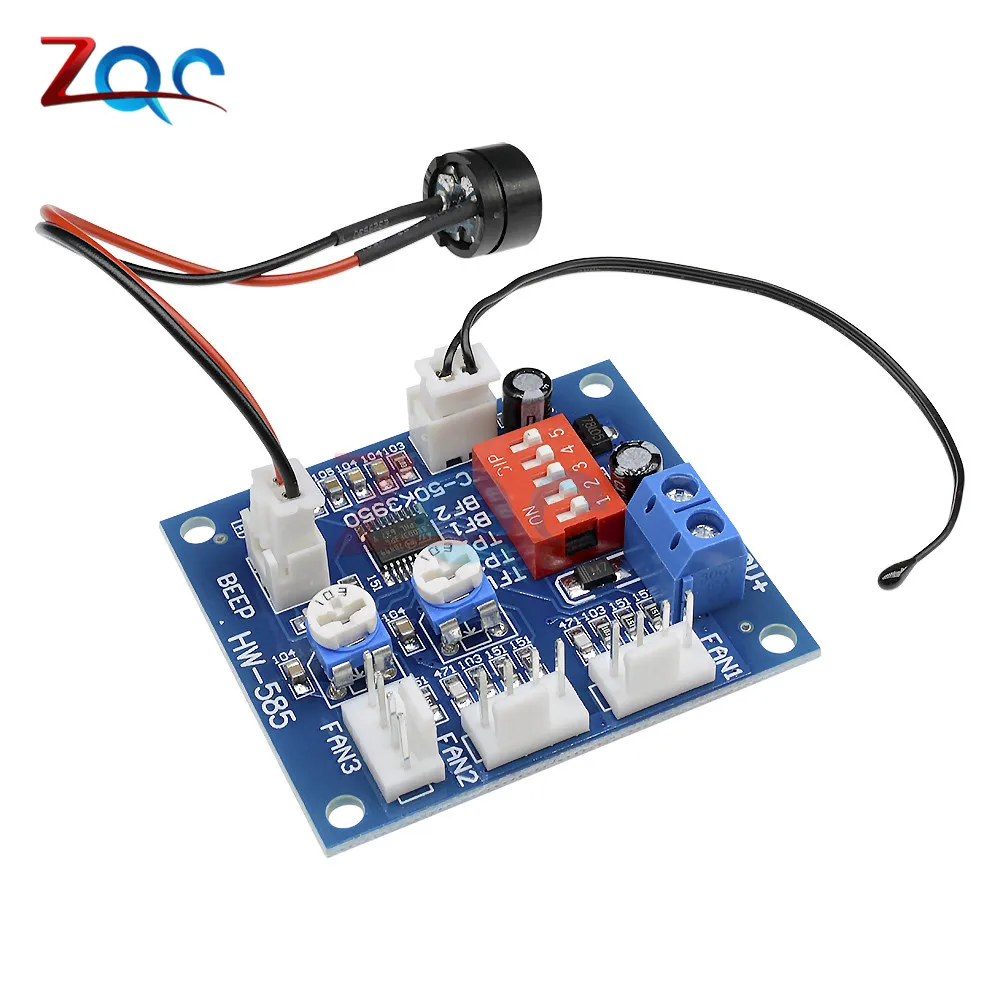 DC 12V 5A PWM PC Вентилятор, температурный регулятор скорости, модуль cpu, высокая температура, сигнал тревоги с гудением, зонд для Arduino, радиатор
