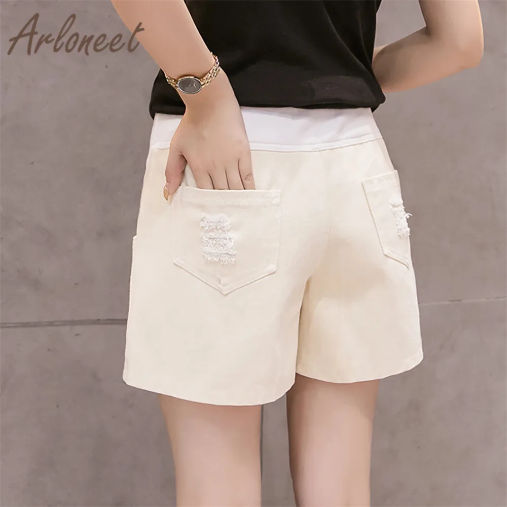 ARLONEET/женская одежда Шорты для беременных с высокой талией Простые однотонные
