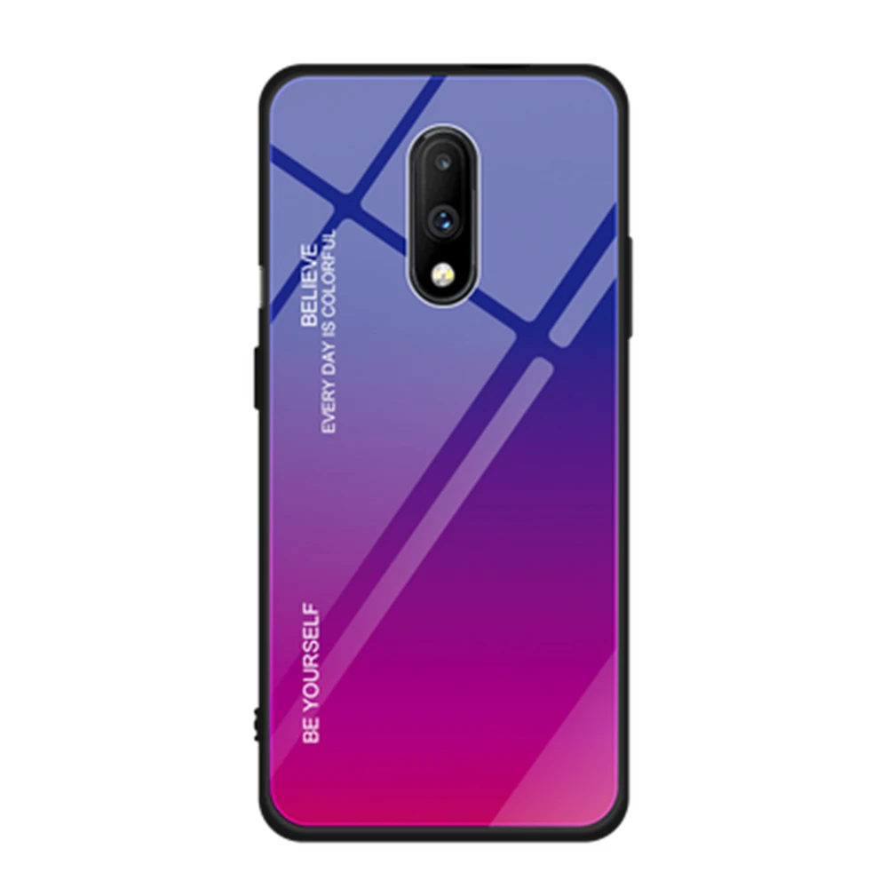 Градиентный стеклянный чехол для Oneplus 6 T силиконовая рамка жесткая стеклянная