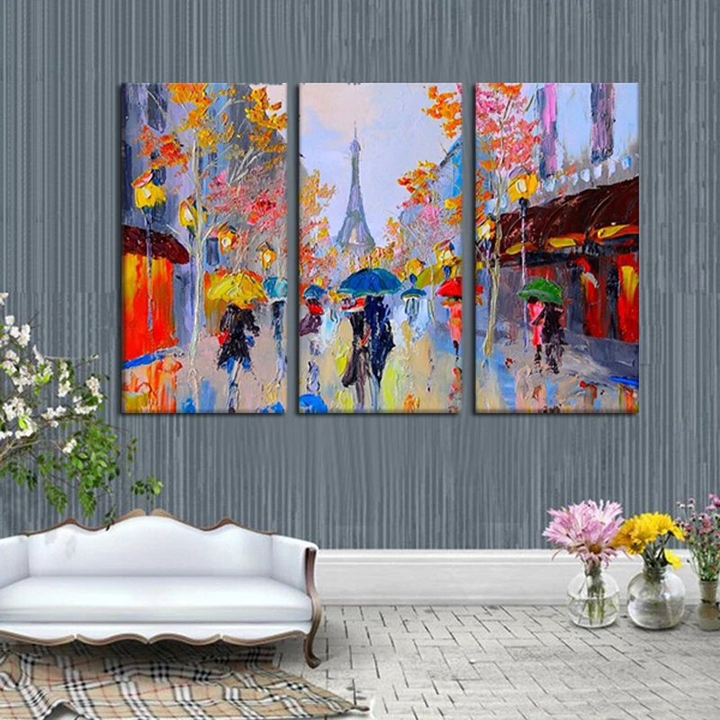 3 шт./лот Романтический Париж Ручная роспись Современная Абстрактная масляная