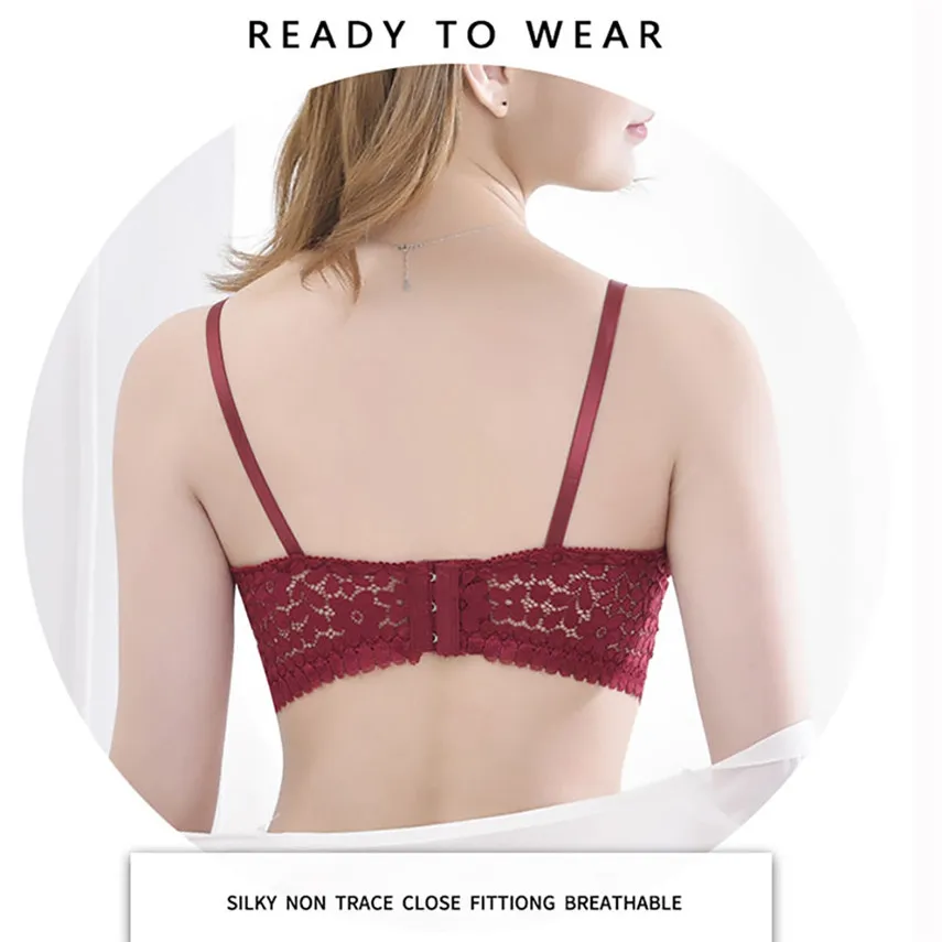 ORLVS Women Sexy Bra Solid Vest Lace Seamless Breathable Push Up Top Underwear brasier mujer Y* | Женская одежда