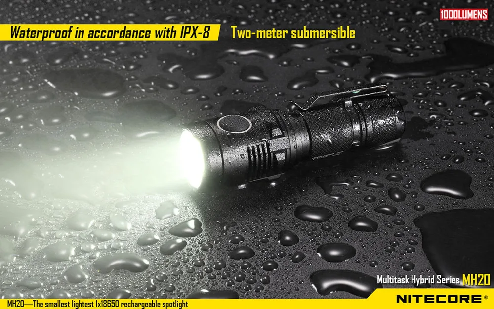 Nitecore MH20 MH20W портативный фонарик с Nitecore Nl189 18650 3400 мАч батарея XM-L2 1000 Люмен usb зарядка кемпинг свет