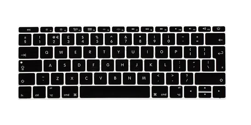 Black HRH EU/британский английский силиконовый чехол для клавиатуры для Mac New Pro 1" A1708(версия без сенсорной панели) и для Macbook 12" A1534 - Цвет: Black