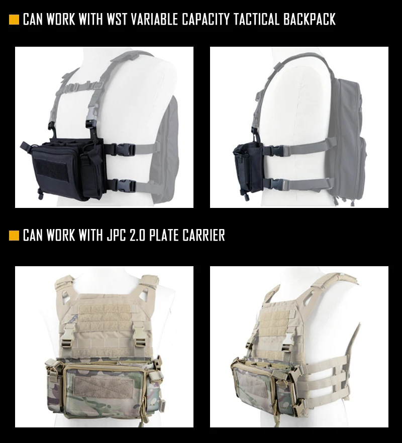 IDO gear модульная тактическая нагрудная установка Многофункциональный жилет Легкий с подсумок для страйкбола 3308