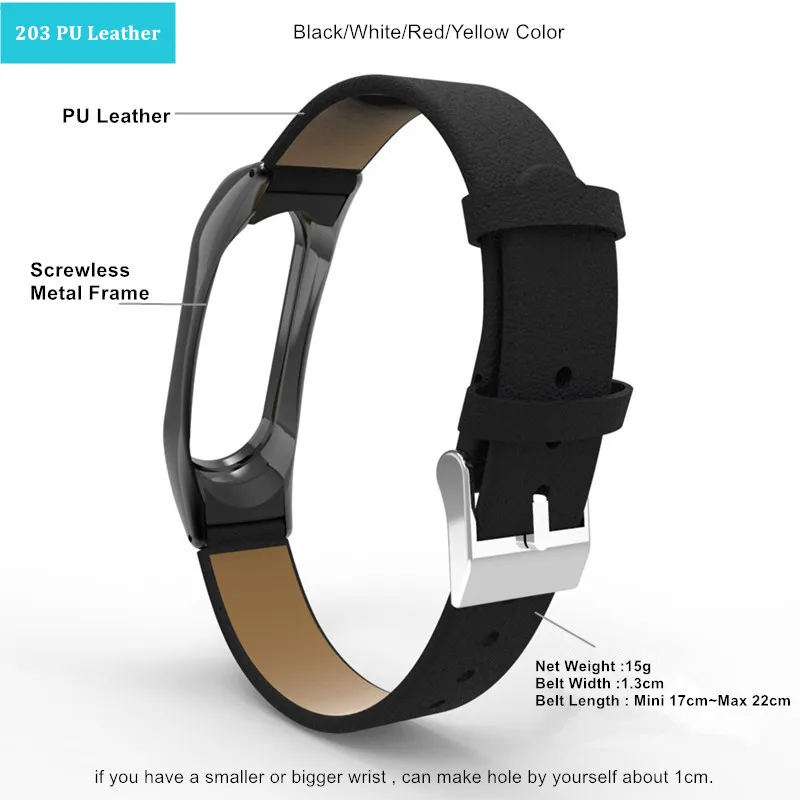PU Leather Wrist Strap For Mi Band 2 OLED Smart Bracelet | Accessories