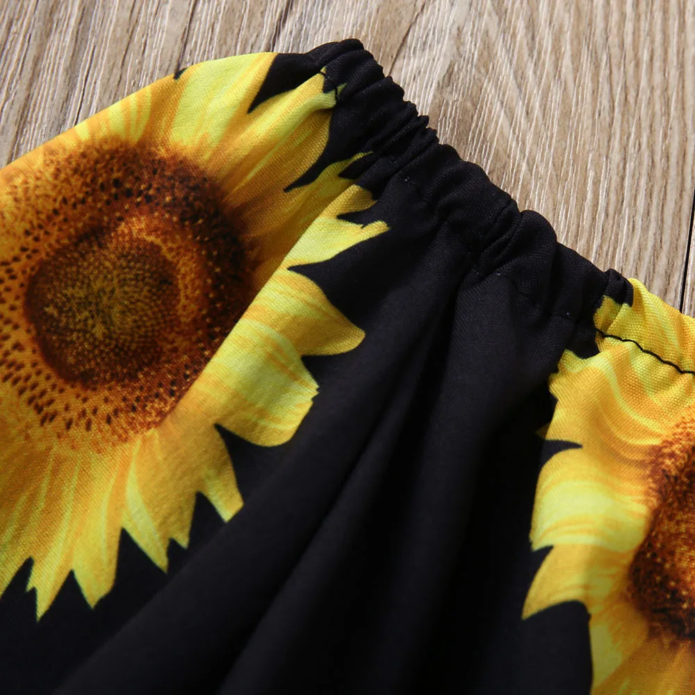 Комплект из 2 предметов для девочек: топ с длинными рукавами и принтом подсолнуха