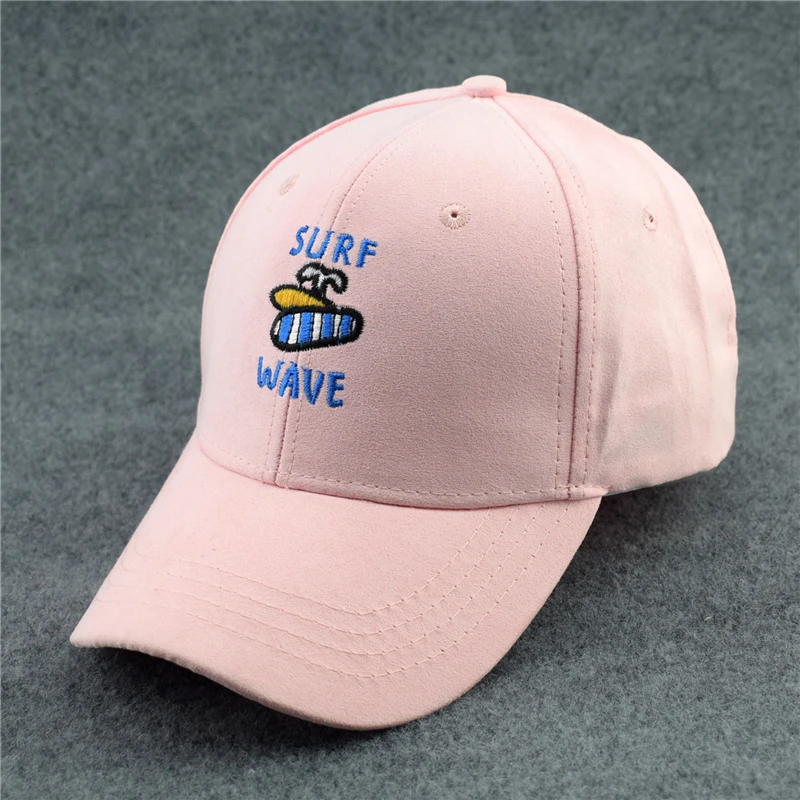 Модные регулируемый замши шляпа вышивка Волны Прибоя Бейсбол Кепки Snapback козырек