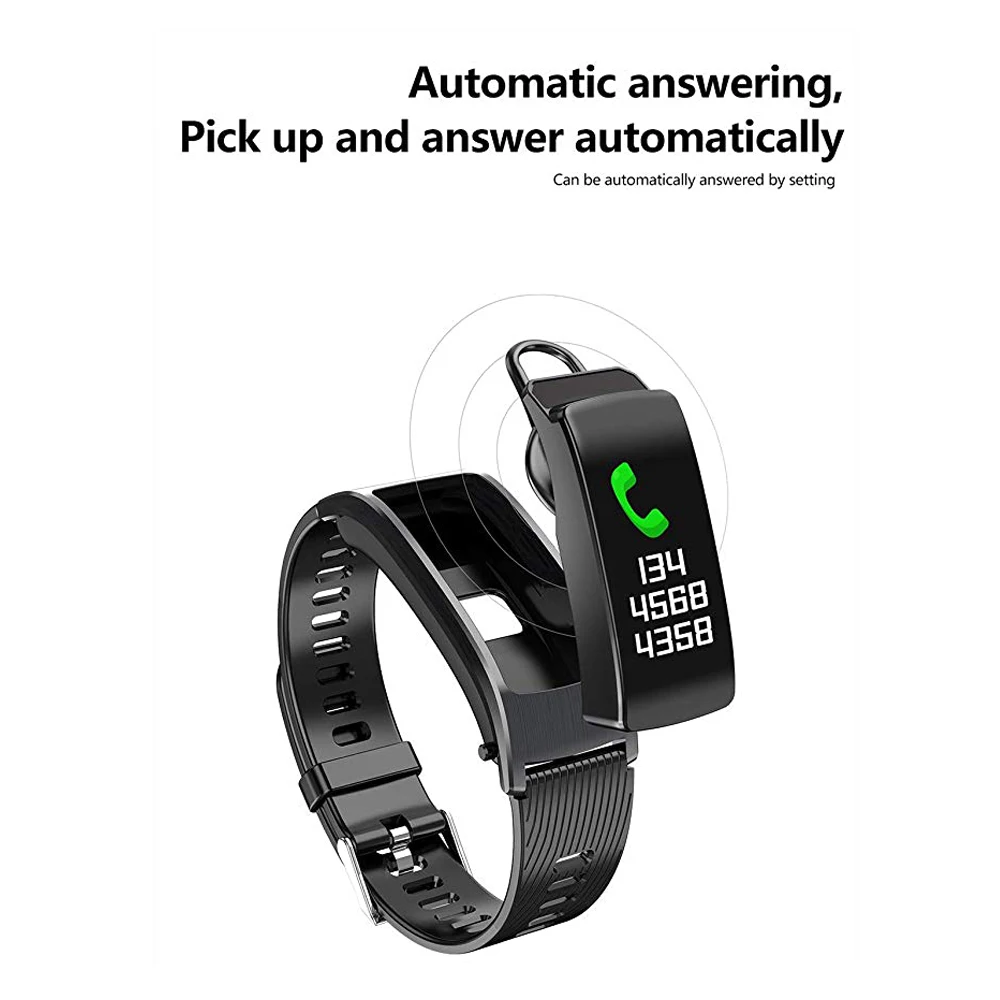 2-в-1 Bluetooth наушники Смарт Браслет для измерения кровяного давления монитор сердечного ритма вызова умные часы Фитнес gps трек спортивный браслет