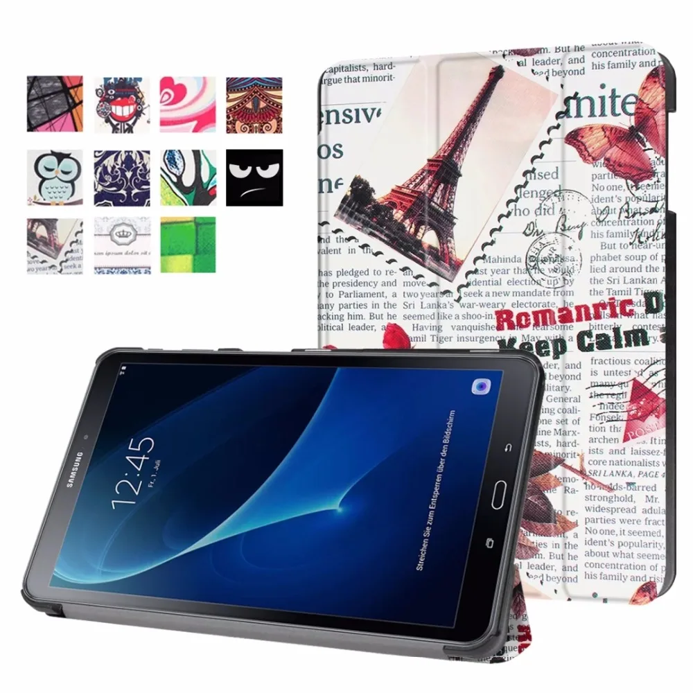 High quality PU Case Cover For Samsung Galaxy Tab A 10.1 2016 T585 T580 SM-T580 T580N +Stylus+ Screen Protector gifts | Компьютеры и