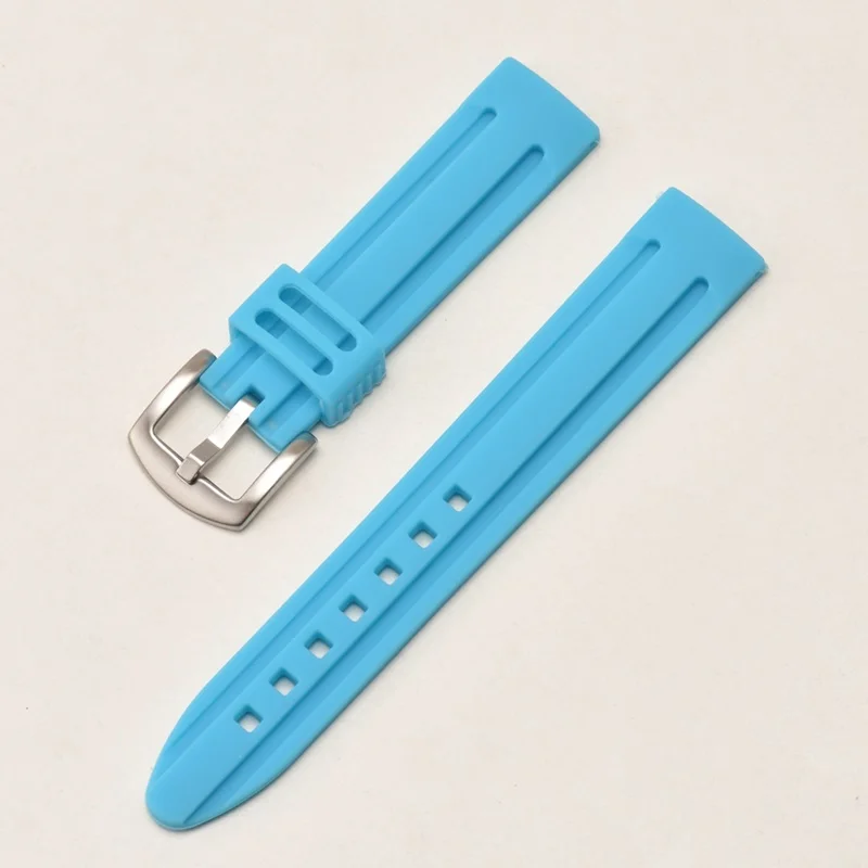 light blue Модный спортивный силиконовый ремешок для часов 18 мм, 20 мм, 22 мм, 24 мм, резиновый ремешок, аксессуары для часов для мужчин и женщин, новинка, высокое качество - Цвет ремешка: light blue