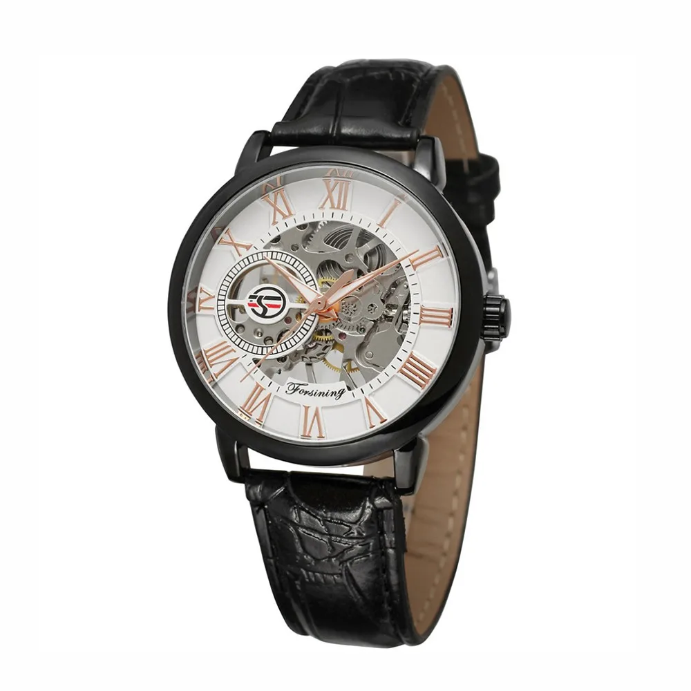 New Casual Luxury Watch Men 3D Hollow Engraving Case Stainless Steel Roman Numbers Skeleton Dial Mechanical Clock Gift WD | Наручные часы