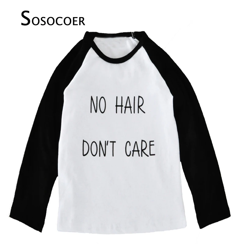 

Sosocoer Обувь для девочек Футболка Весна-осень надписью «No hair Don't Средства ухода за мотоциклом для маленьких девочек Футболки Высокое качество...
