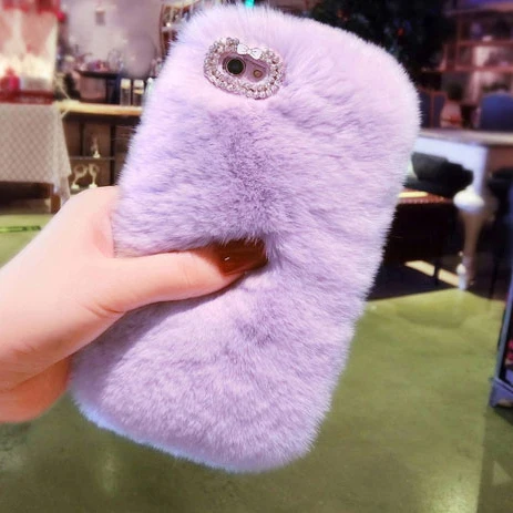 Top Real Rex Rabbit Full Fur Bling Plush Furry Case for Samsung Galaxy S10e S10 S8 S9 Plus S7 Edge Note 10 9 8 Funda |