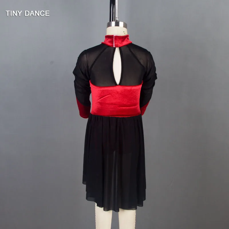 Костюм с длинным рукавом для танцев джаза и крана красный/черный костюм детей