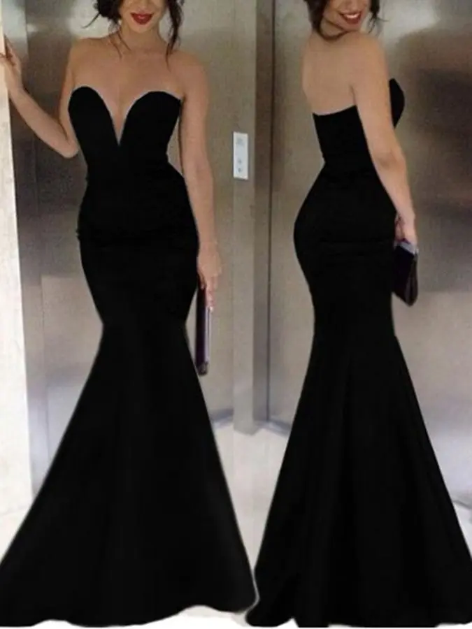 

robe de soriee Cheap Sexy Swetheart Long Black Mermaid Evening Gowns 2020 Vestidos de Noiva Custom Long Prom Formal Party Drsses